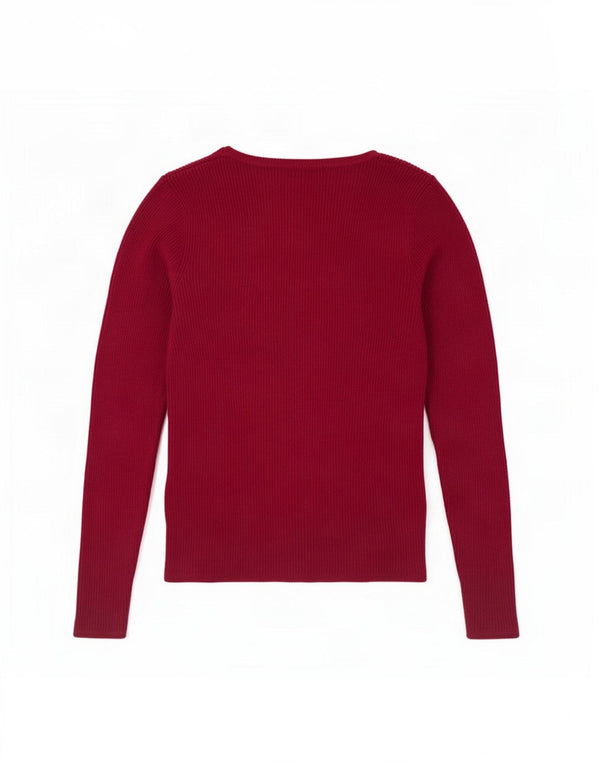 Maglione da donna con scollo a V Marks & Spencer UK 10 piccolo in viscosa bordeaux