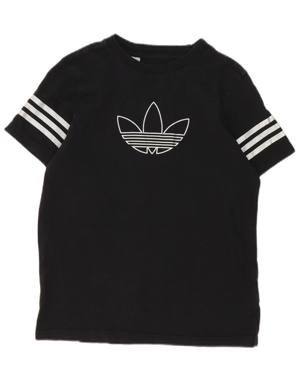 T-shirt grafica da ragazzo Adidas Top 11-12 anni in cotone nero sportivo