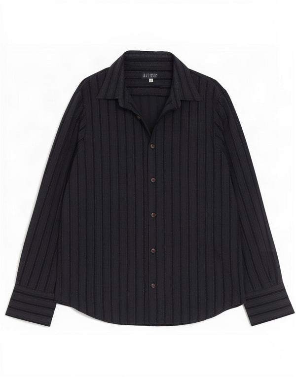Armani Jeans Camicia da uomo XL Cotone gessato blu navy