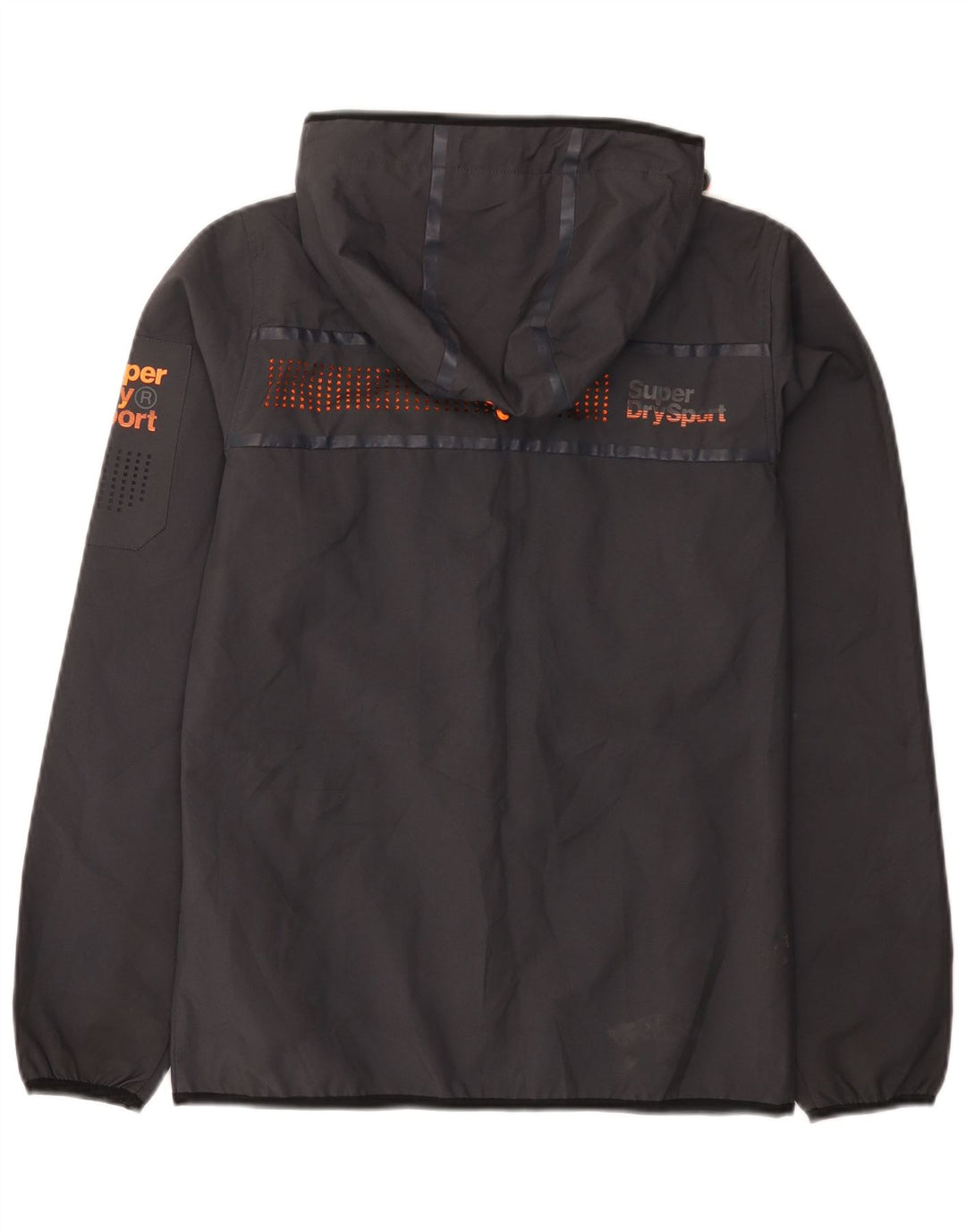 Giacca antipioggia da uomo con cappuccio grafico Superdry UK 34 XS poliestere grigio