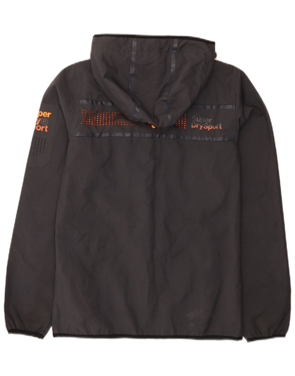 Giacca antipioggia da uomo con cappuccio grafico Superdry UK 34 XS poliestere grigio