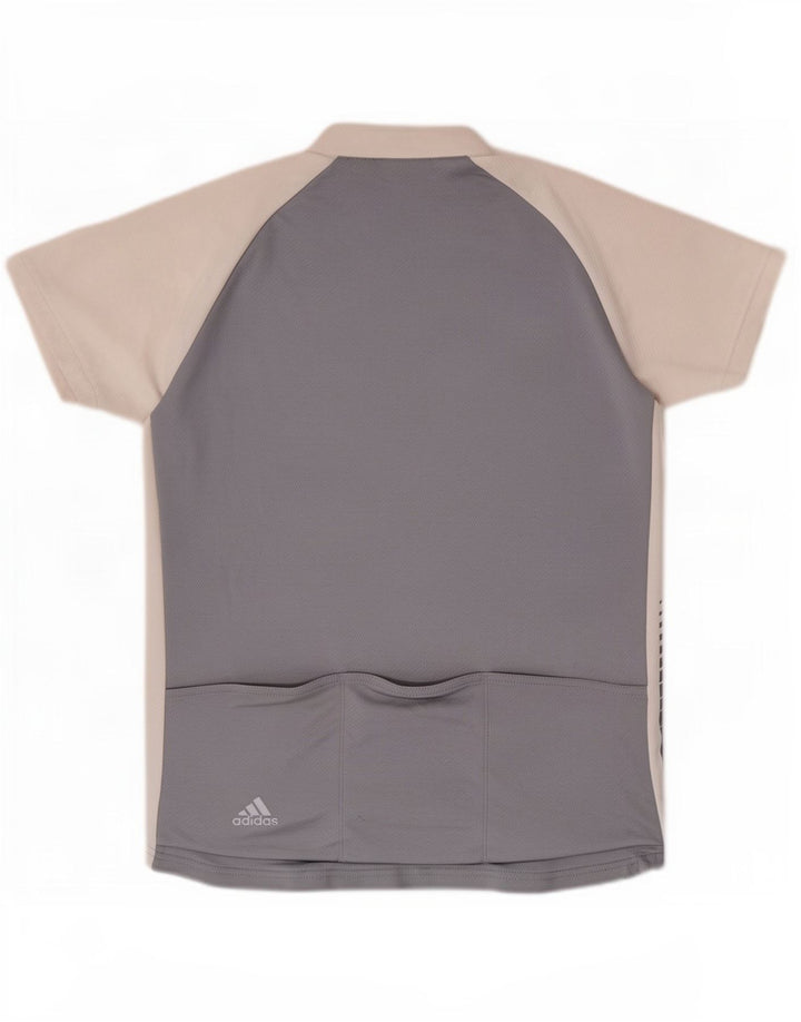 T-shirt da donna Adidas Top UK 16 grande poliestere color block grigio