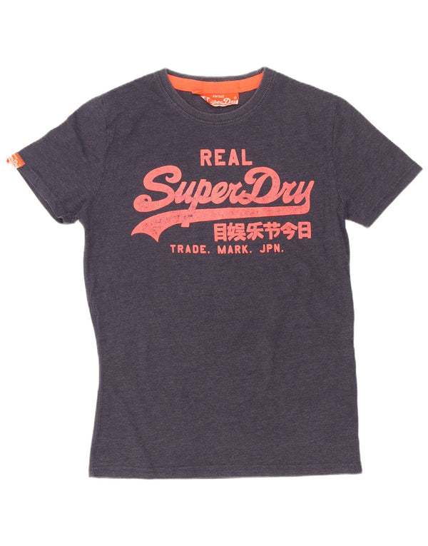 T-shirt grafica da uomo Superdry Top Small in cotone blu navy