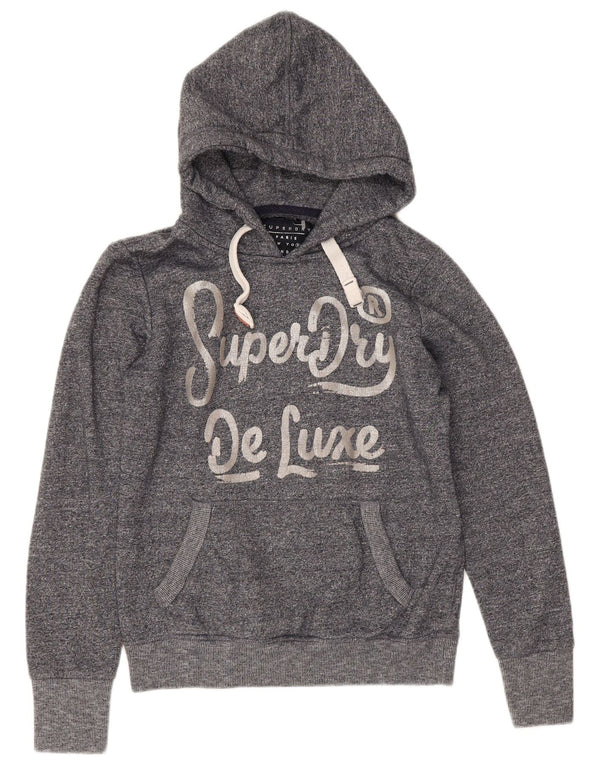 Felpa con cappuccio grafica da donna Superdry UK 12 cotone medio blu navy screziato