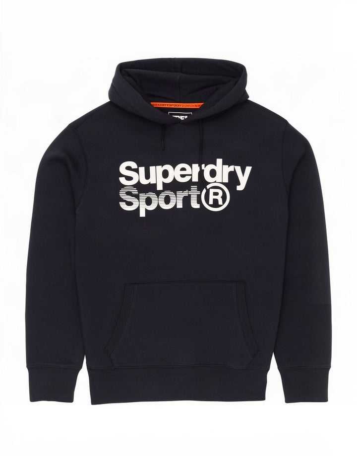 Maglione con cappuccio grafico da uomo Superdry in cotone blu navy medio