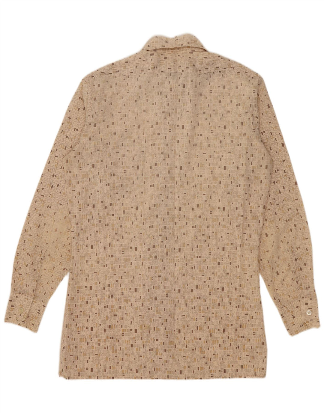 Camicia vintage da uomo piccola geometrica beige