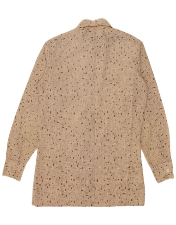 Camicia vintage da uomo piccola geometrica beige