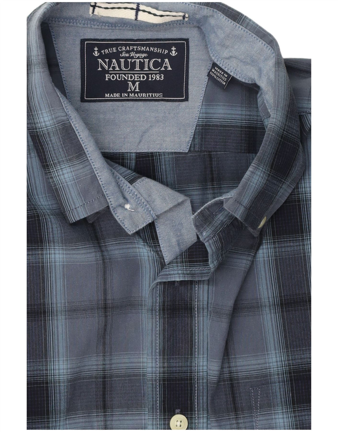 Camicia da uomo Nautica in cotone a quadri blu navy medio