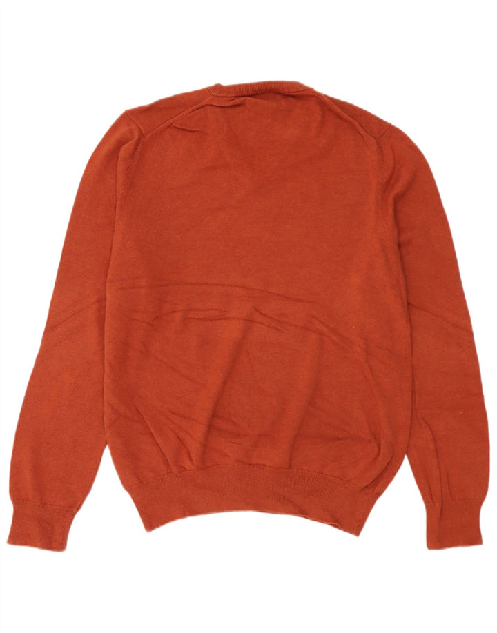 Maglione da uomo con scollo a V Marks & Spencer in cotone marrone medio