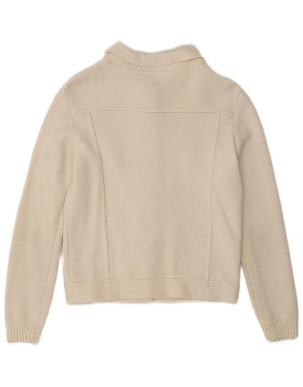 Maglione cardigan da donna Moschino UK 8 Small Off White Wool
