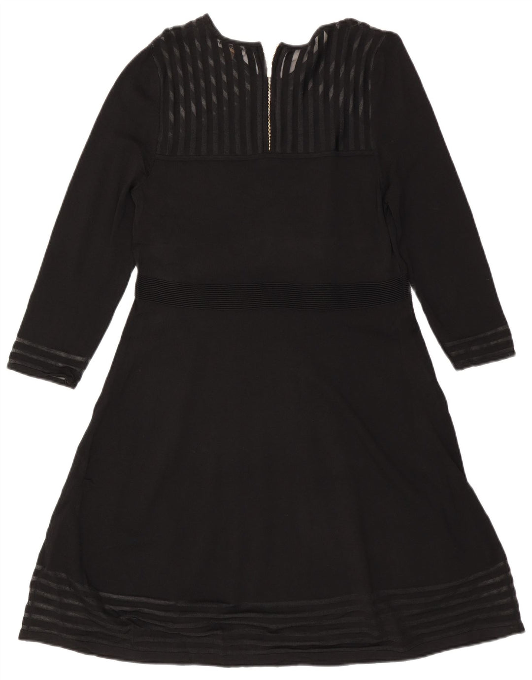 CALVIN KLEIN Abito da donna a maniche lunghe a trapezio UK 18 XL Rayon a righe nero