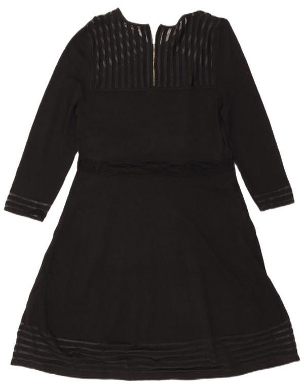 CALVIN KLEIN Abito da donna a maniche lunghe a trapezio UK 18 XL Rayon a righe nero