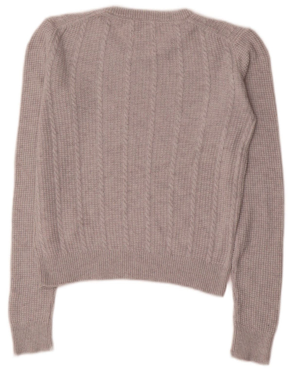 Maglione maglione con scollo a barca corto da donna Jack Wills UK 10 piccolo in lana grigia