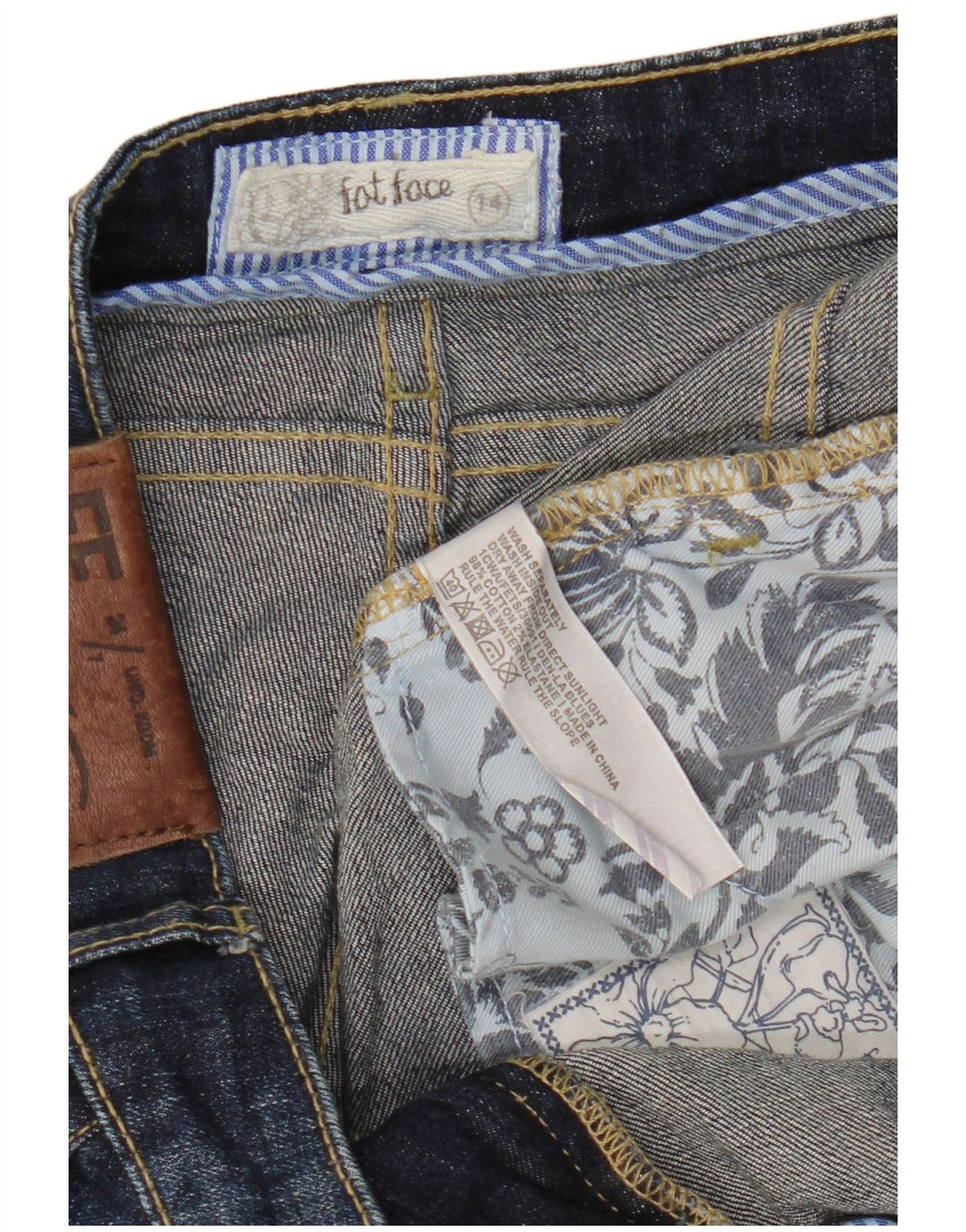 FAT FACE Jeans corti da donna UK 14 Large W34 L24 Cotone blu navy