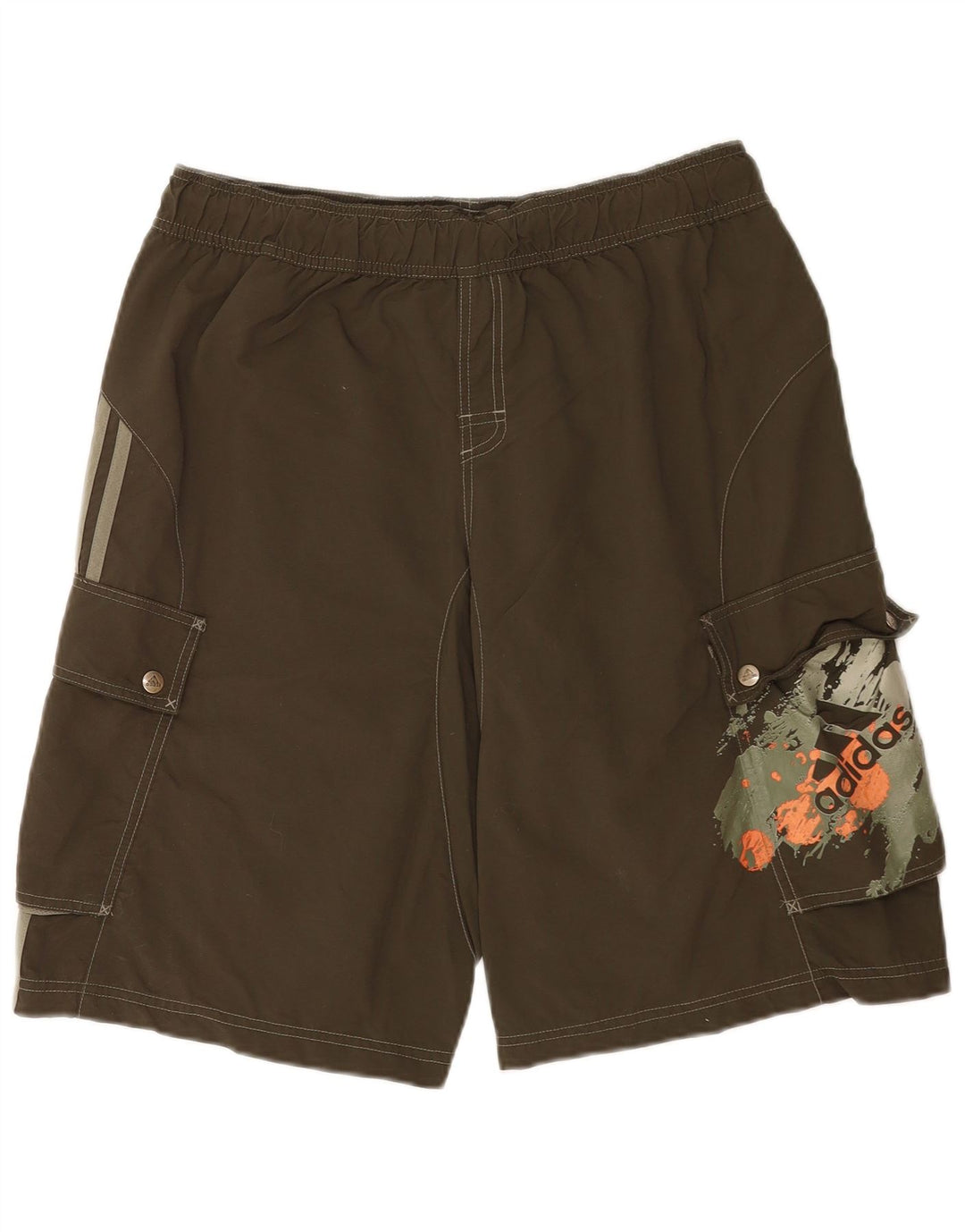 Pantaloncini da bagno grafici da uomo Adidas grandi in nylon kaki