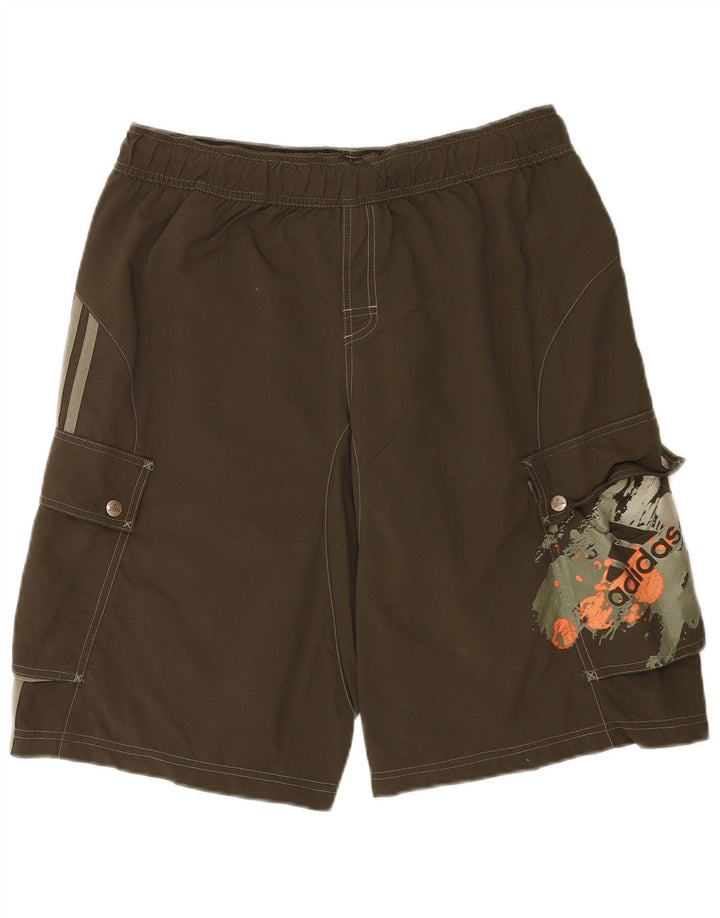 Pantaloncini da bagno grafici da uomo Adidas grandi in nylon kaki