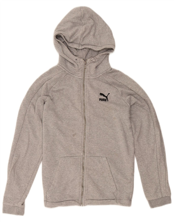 Felpa con cappuccio e zip da uomo Puma XS in cotone grigio