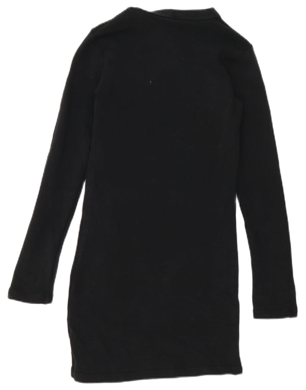 Abito T-shirt a maniche lunghe da donna Zara UK 10 piccolo in cotone nero