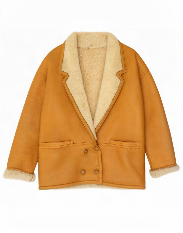 Cappotto in shearling vintage da donna IT 44 Beige medio