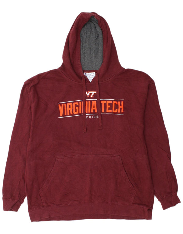Felpa con cappuccio grafica Champion Virginia Tech Hokies da uomo XL in cotone marrone