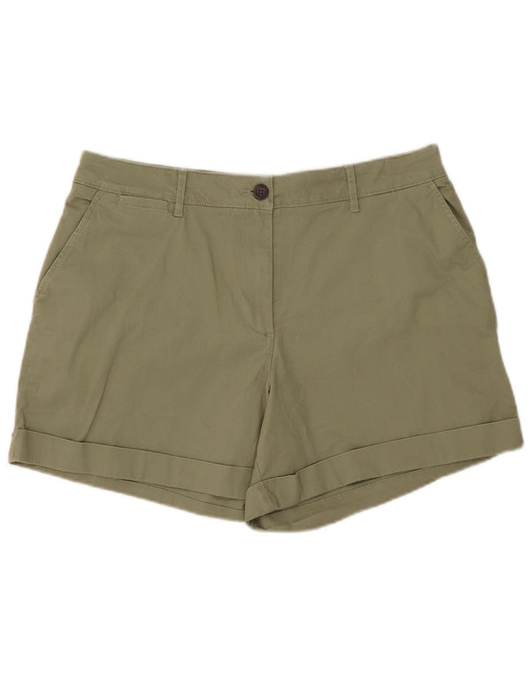 Crew Clothing Pantaloncini chino a vita alta da donna UK 14 Large W34 Cotone kaki