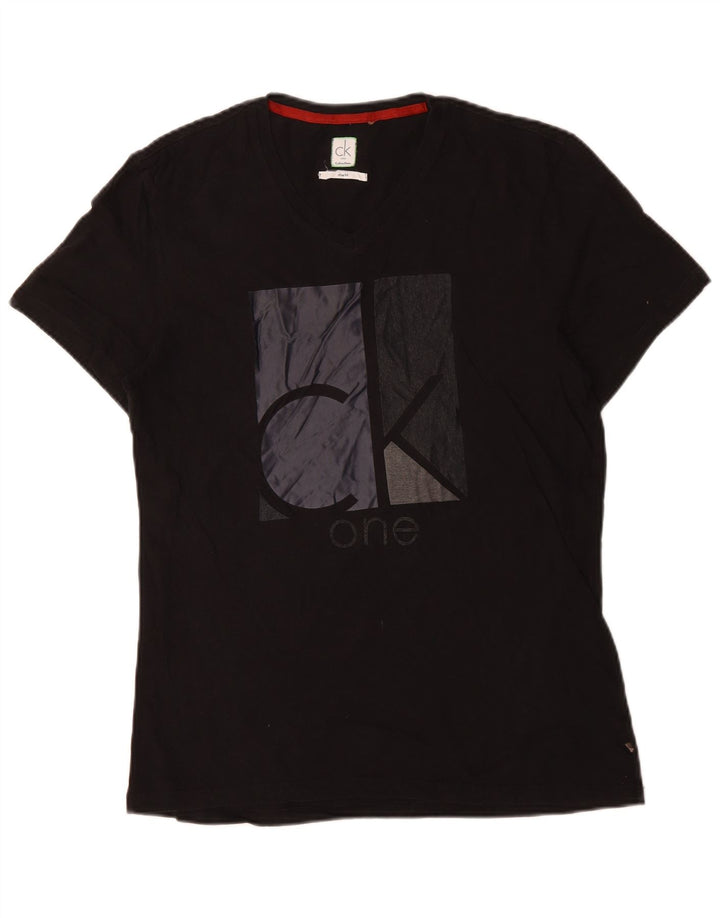 CALVIN KLEIN T-shirt grafica slim fit da uomo, cotone medio nero