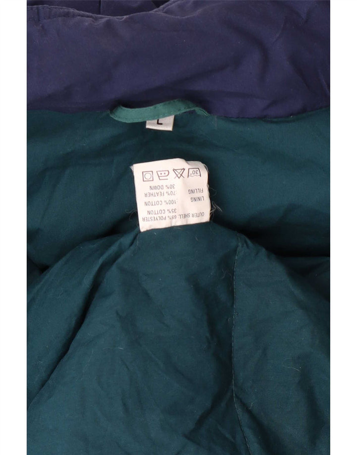 Giacca parka con cappuccio da uomo vintage UK 40 grande poliestere verde