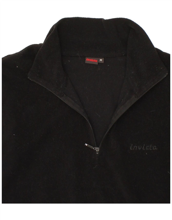 INVICTA Mens Zip Neck Fleece Jumper Medium Black Polyester Vintage Invicta and Second-Hand Invicta from Messina Hembry 