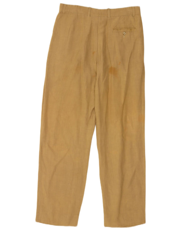 Pantaloni chino vintage da uomo con pegged IT 46 Small W30 L29 Lino kaki