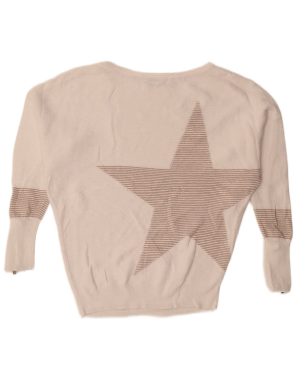 MINT VELVET Womens Oversized Boat Neck Jumper Sweater UK 6 XS White Striped