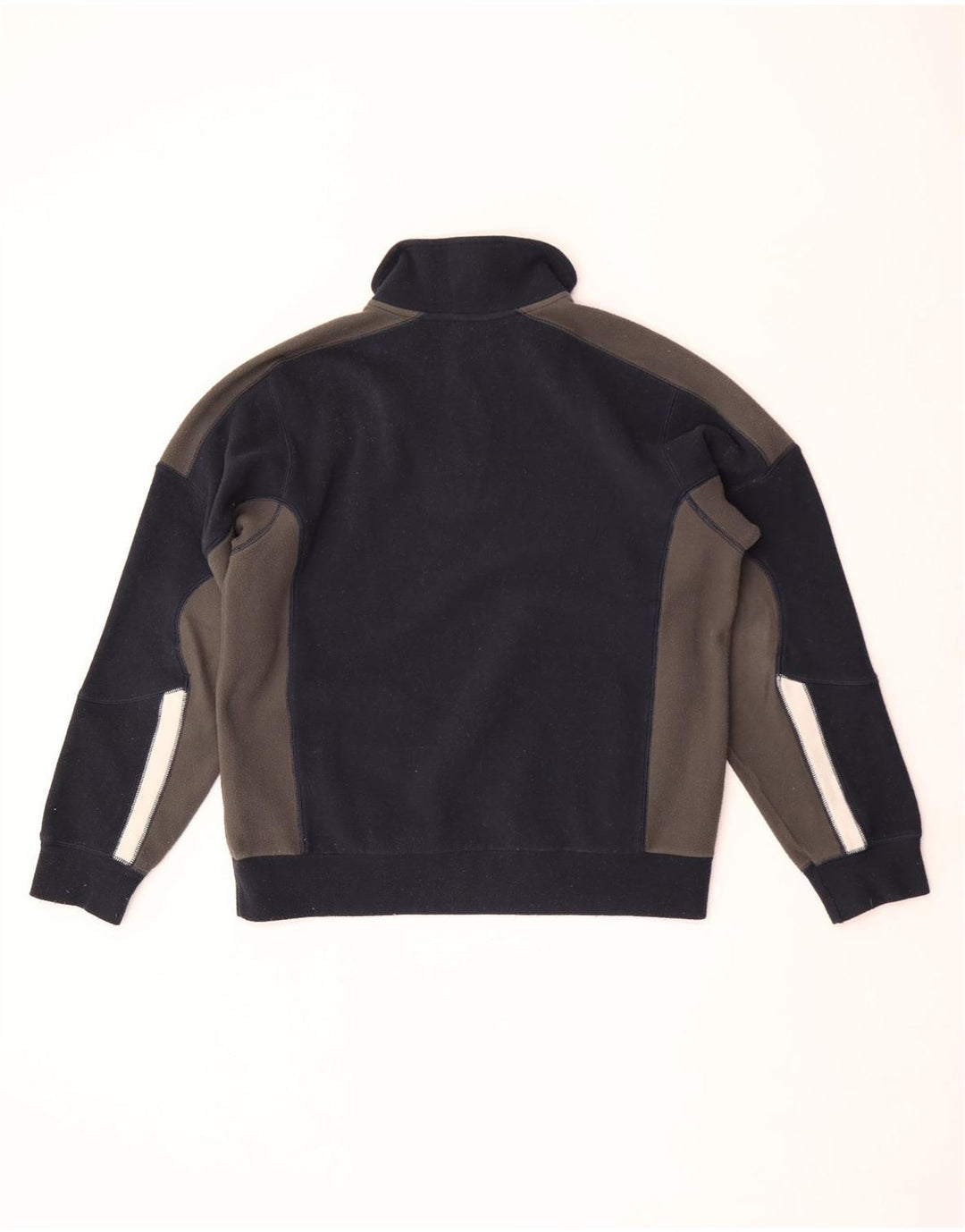 Maglione in pile da uomo Diadora con zip e collo medio in poliestere color block blu navy