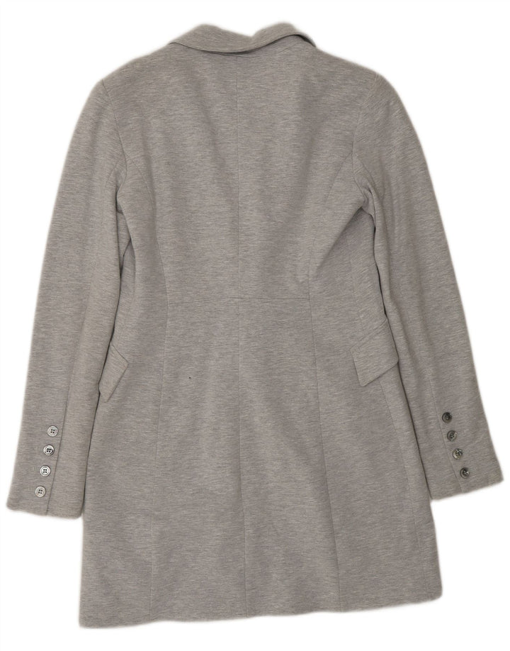 Giacca blazer a 1 bottone lungo da donna Zara UK 12 Cotone grigio medio