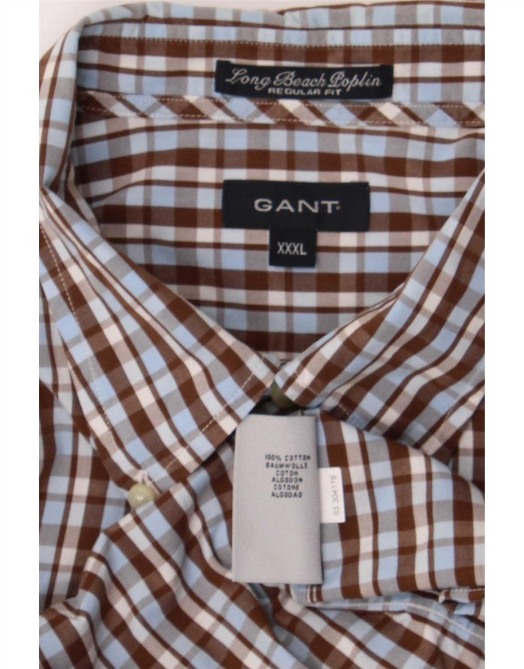 Camicia Gant da uomo vestibilità regolare 3XL cotone a quadri marrone