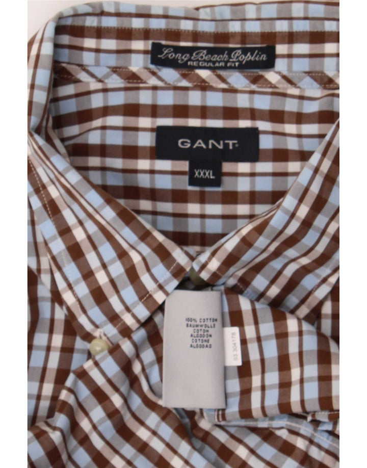 Camicia Gant da uomo vestibilità regolare 3XL cotone a quadri marrone