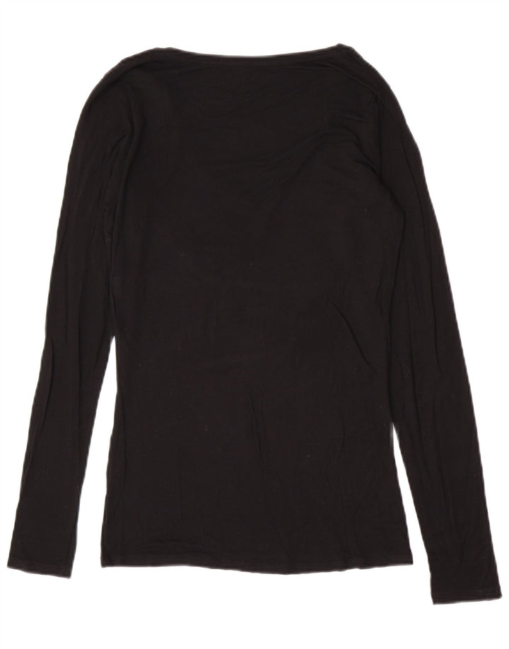 Guess Maglietta grafica da donna a maniche lunghe UK 12 Medium Nera