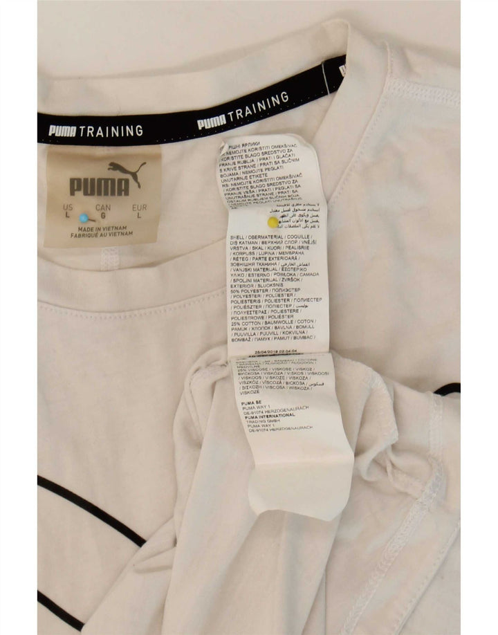 Puma T-shirt grafica da donna Top UK 16 Large Bianco Poliestere