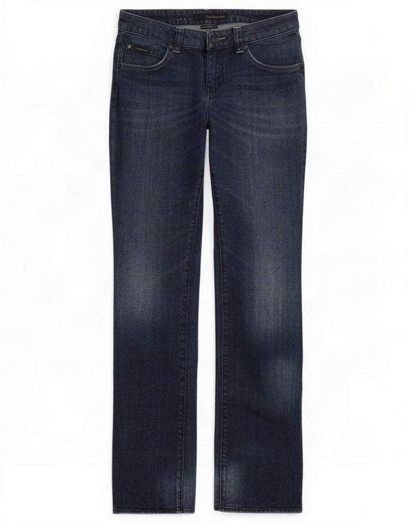 Jeans dritti a vita bassa da donna Calvin Klein W27 L34 cotone blu navy