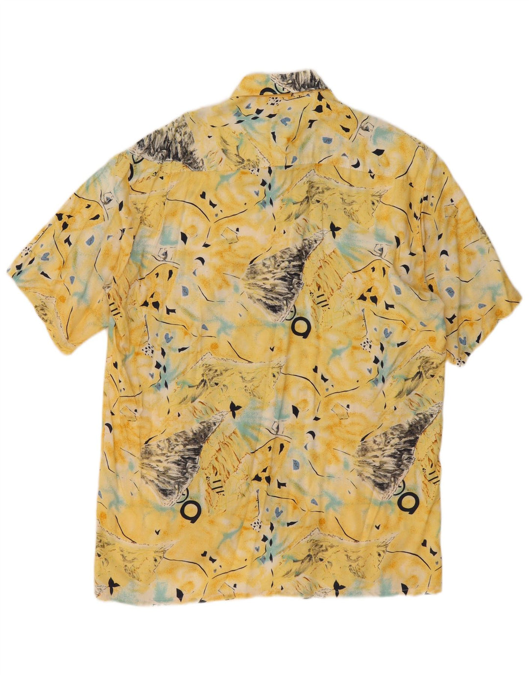 ALPENLAND Camicia a maniche corte da uomo con motivo astratto taglia 39 giallo medio