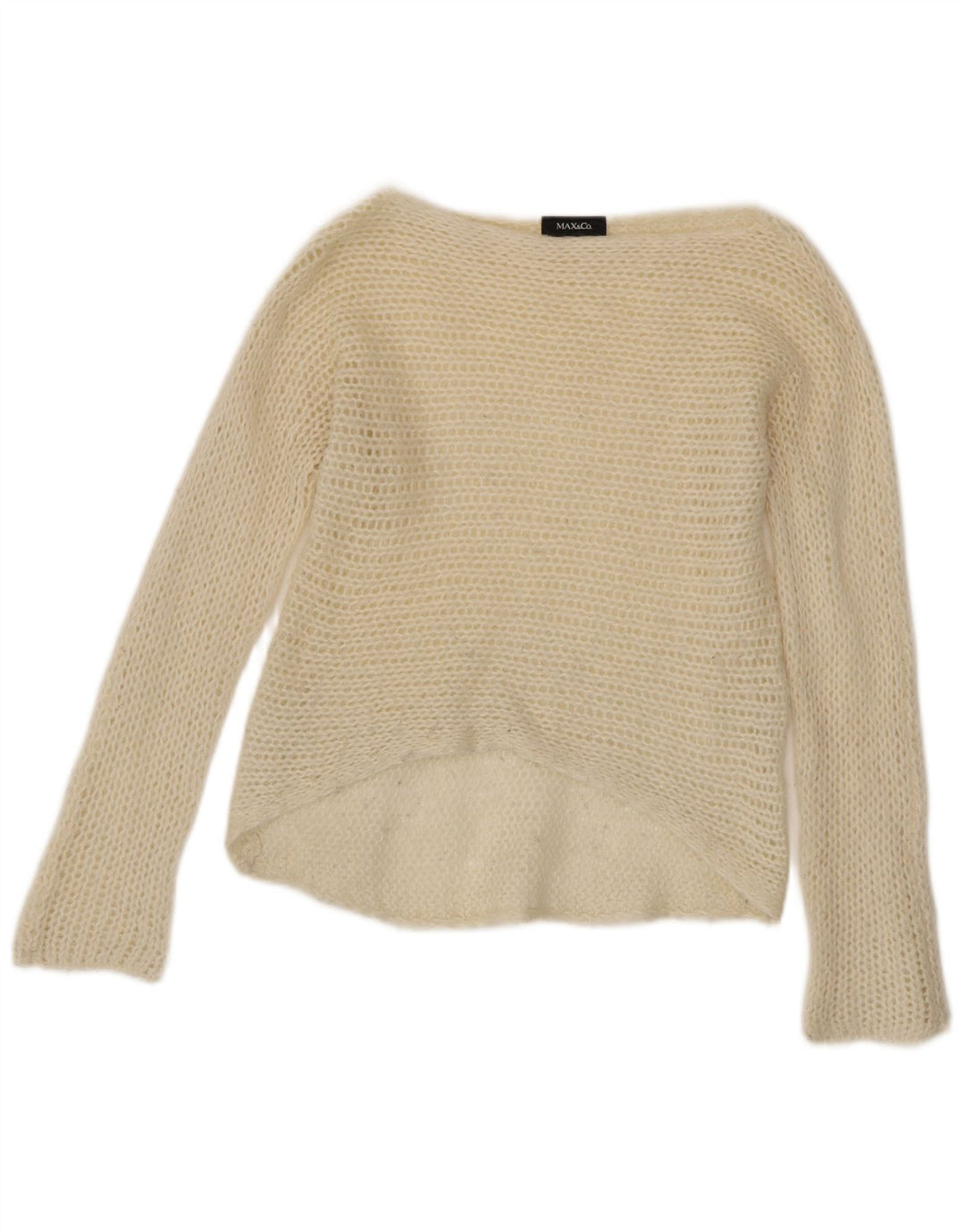 MAX & CO. Womens Crop Boat Neck Jumper Sweater UK 10 Small Off White