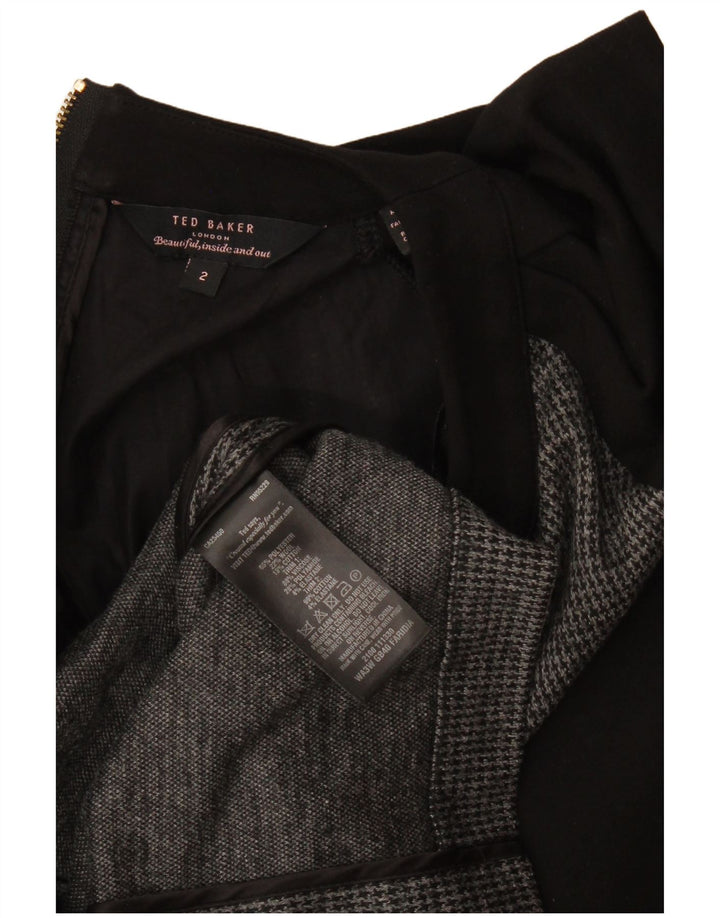Abito aderente da donna Ted Baker taglia 2 piccolo poliestere color block nero