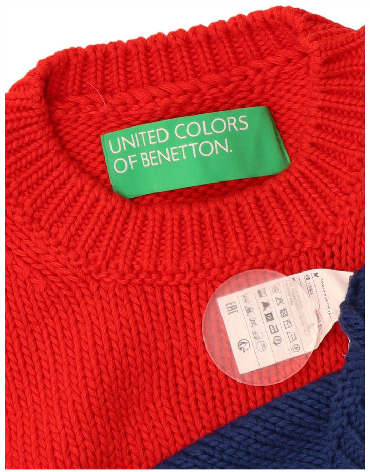BENETTON Maglione girocollo da donna UK 14 medio multicolore
