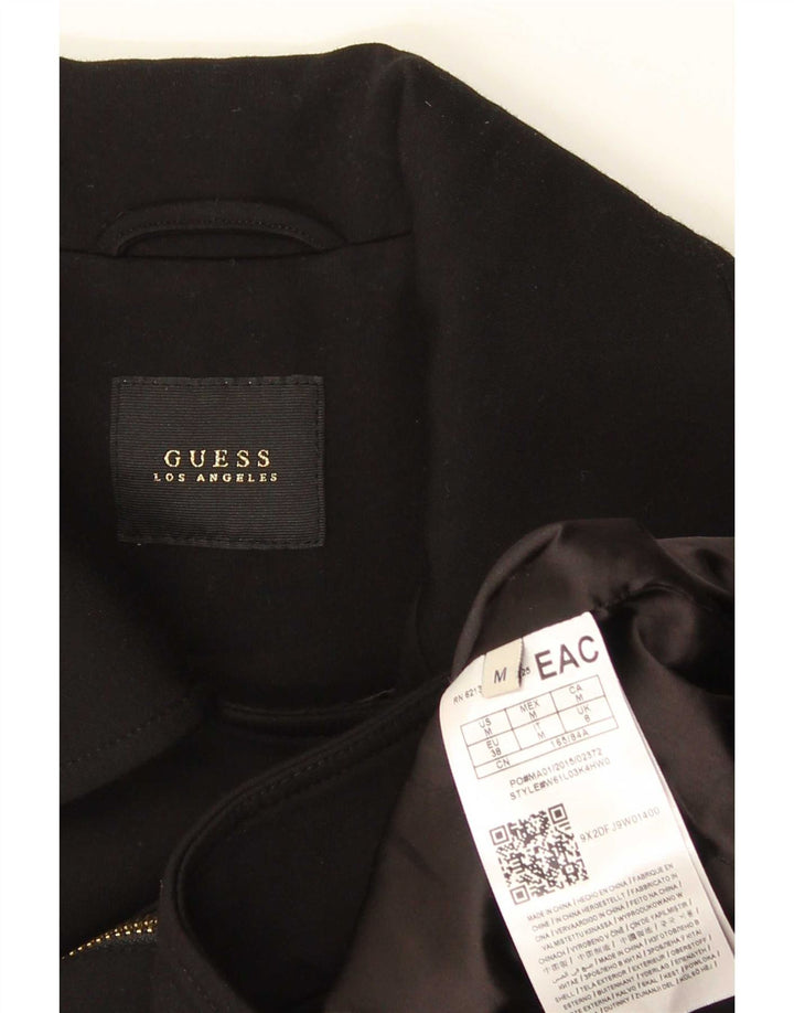 Giacca blazer da donna con zip intera corta Guess UK 8 piccola viscosa nera