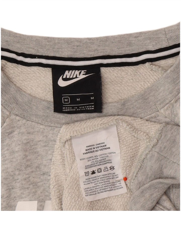 NIKE Womens Graphic Sweatshirt Jumper UK 14 Medium Grey Cotton