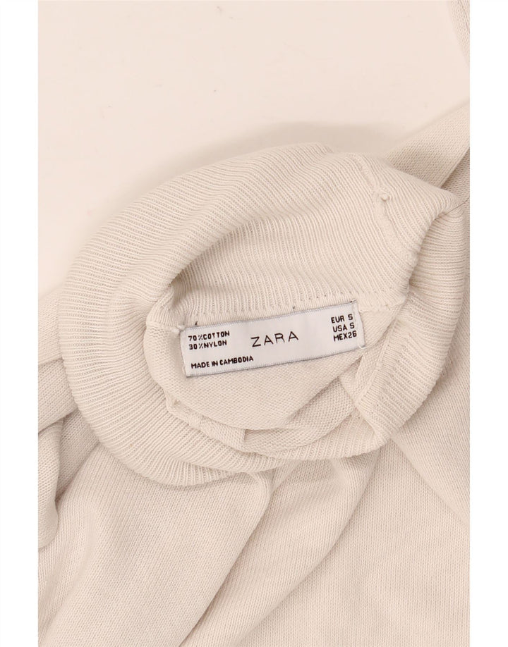Maglione maglione collo alto da donna Zara UK 10 piccolo cotone grigio
