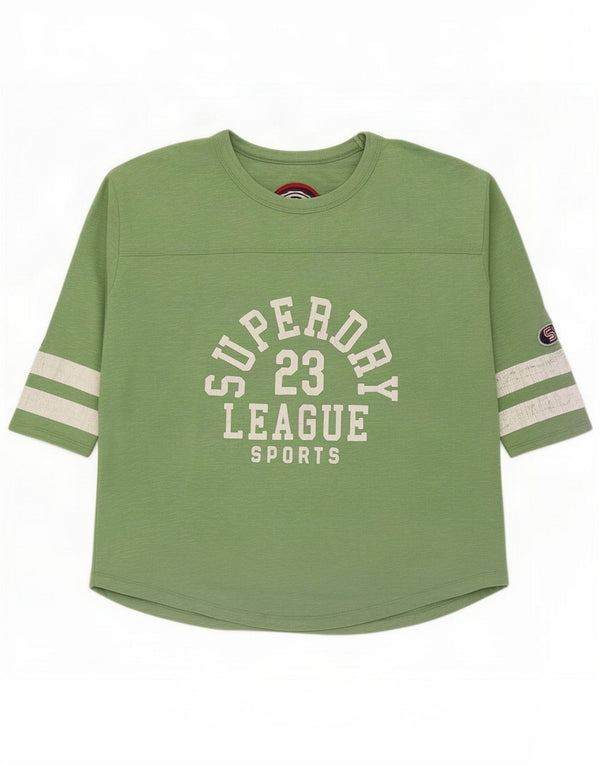 Superdry T-shirt grafica da donna UK 10 piccola verde cotone
