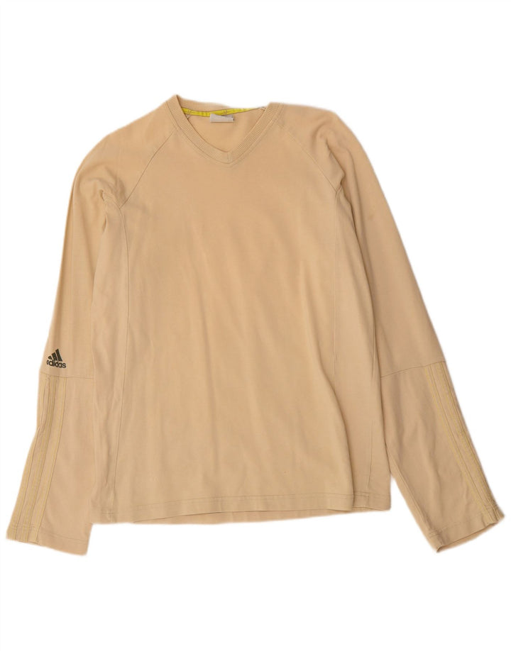 Top ADIDAS da uomo a maniche lunghe in cotone beige medio