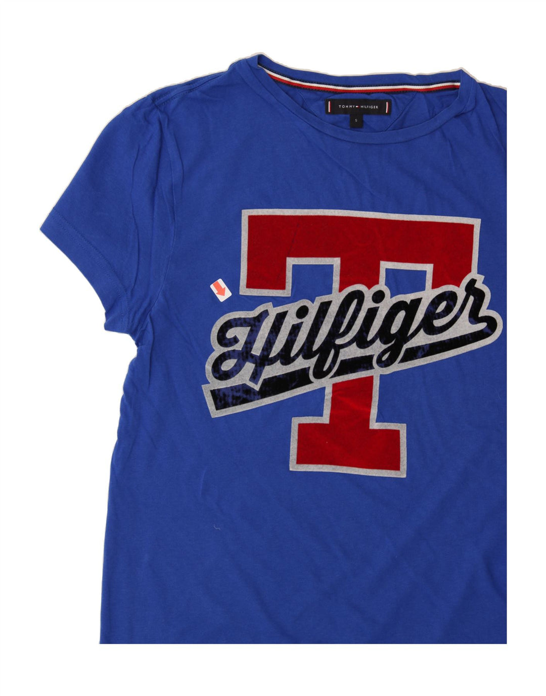 TOMMY HILFIGER Mens Graphic T-Shirt Top Small Blue Cotton Vintage Tommy Hilfiger and Second-Hand Tommy Hilfiger from Messina Hembry 