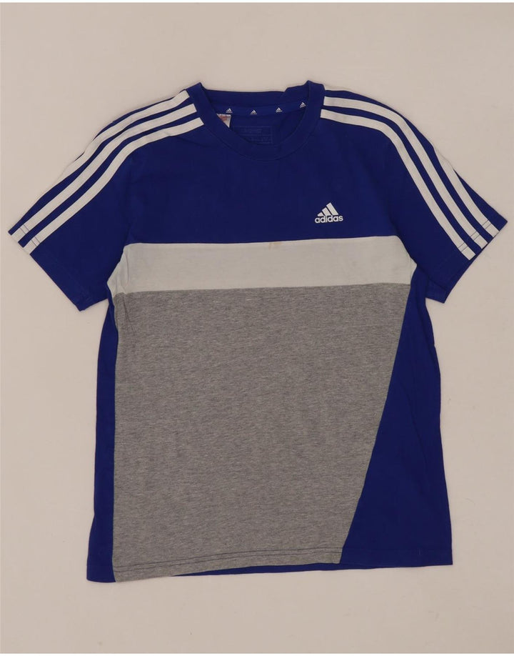 Maglietta Adidas da ragazzo, 11-12 anni, in cotone color block blu