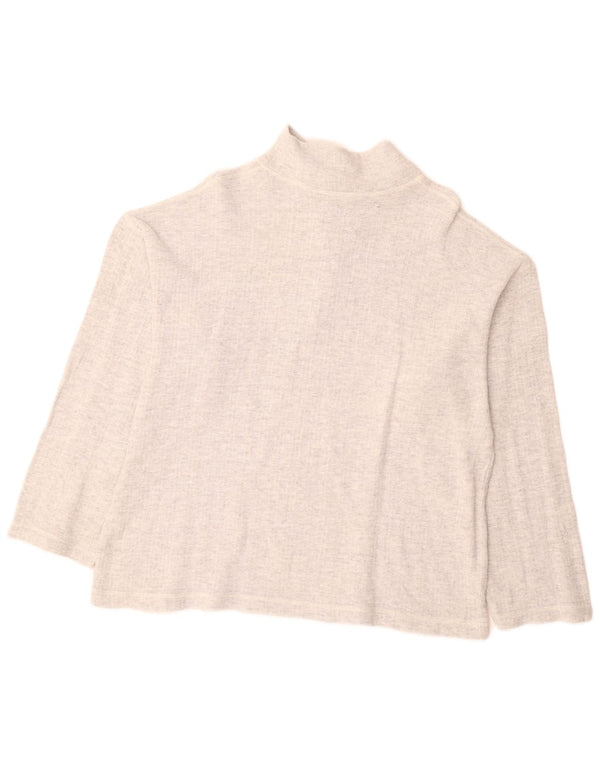 Maglione maglione con collo con zip da donna VINTAGE UK 18 XL Grigio