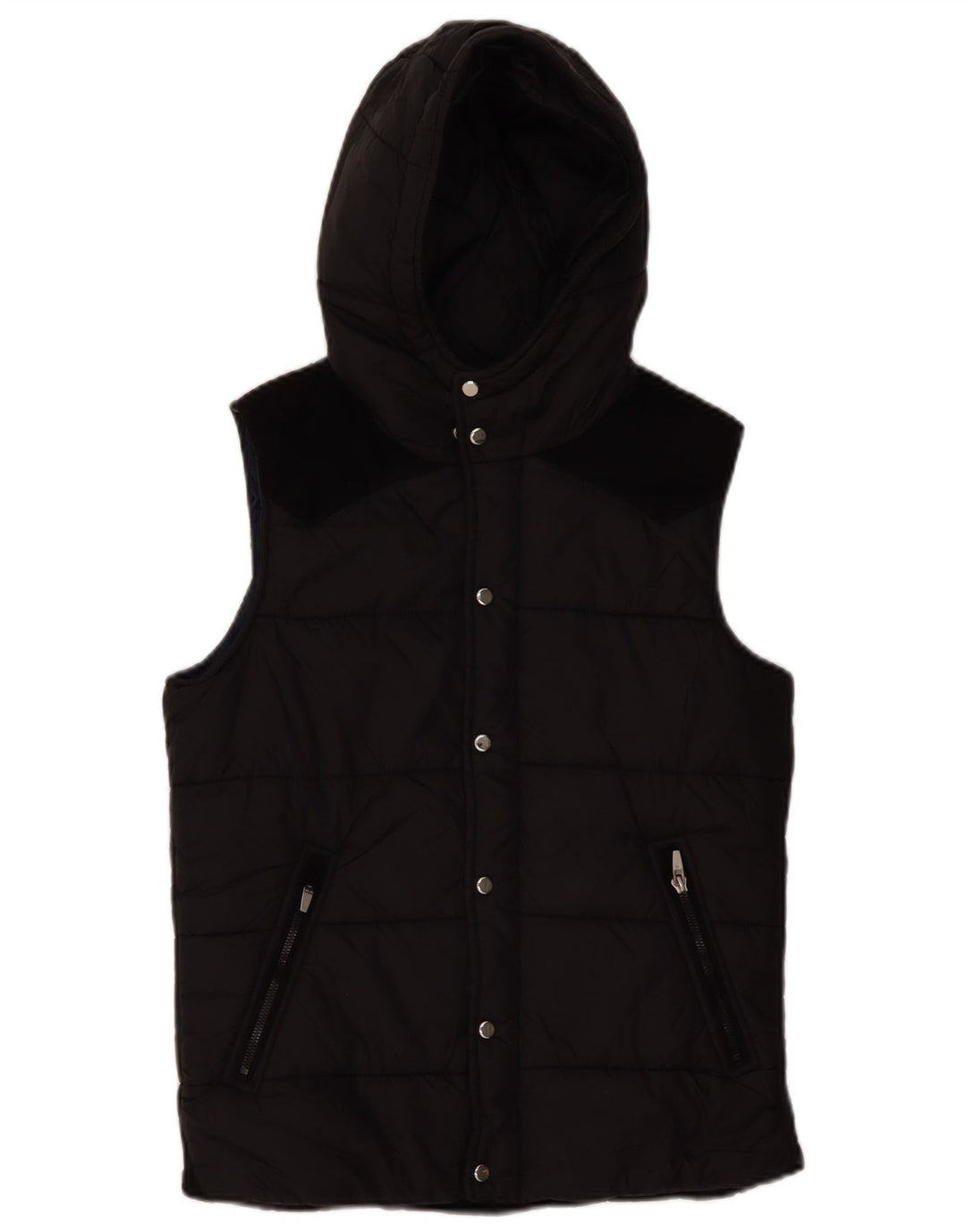 Gilet imbottito con cappuccio da uomo ZARA UK 36 piccolo nero